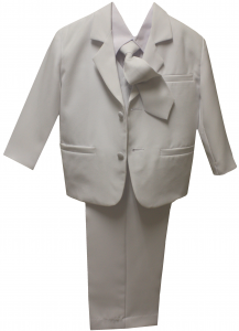 BOYS TUXEDO W/ SATIN VEST & LONG TIE (WHITE)